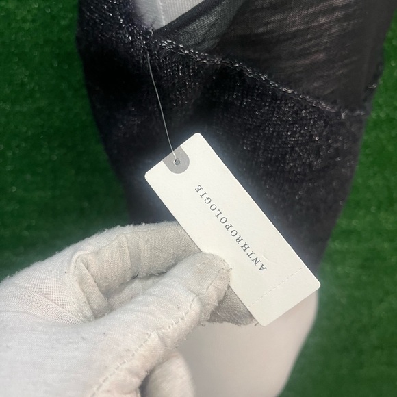 By Anthropologie Deep-V Fuzzy Black Sweater Vest Size Large NWT Brand New - Picture 7 of 7